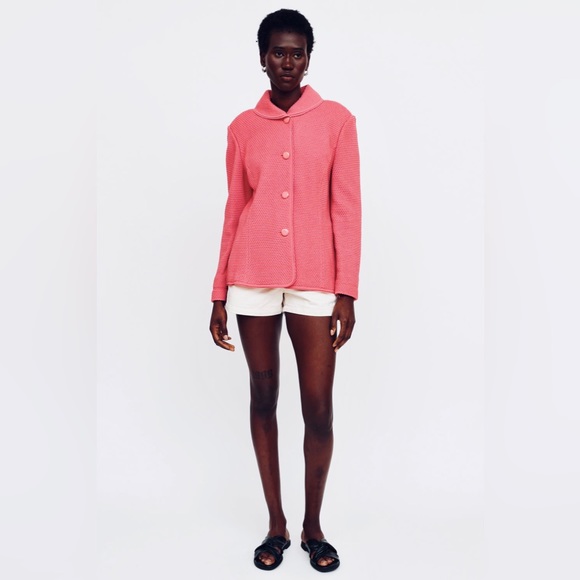 ST. JOHN Collared Pink Knit Button Up Jacket Women’s US Size 6 - Picture 2 of 9